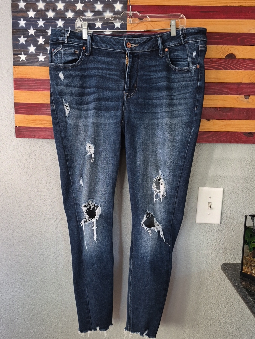 Edgely (Maurices) Super Distressed Dark Wash Women’s Jeans | Size 18w